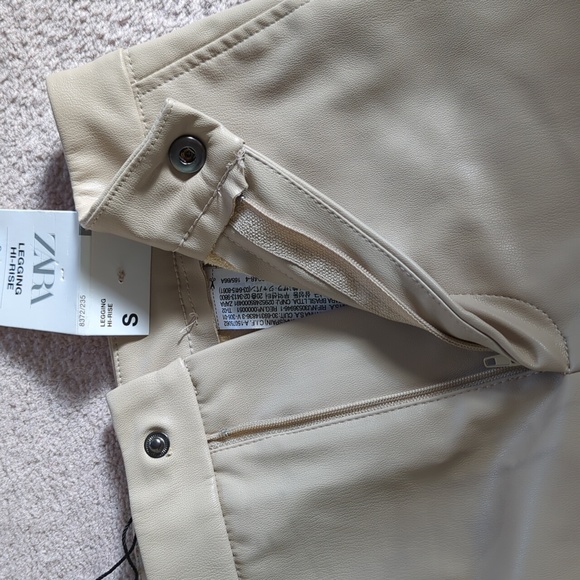 ZARA Hi-rise Faux Leather Leggings Sand - Picture 7 of 10